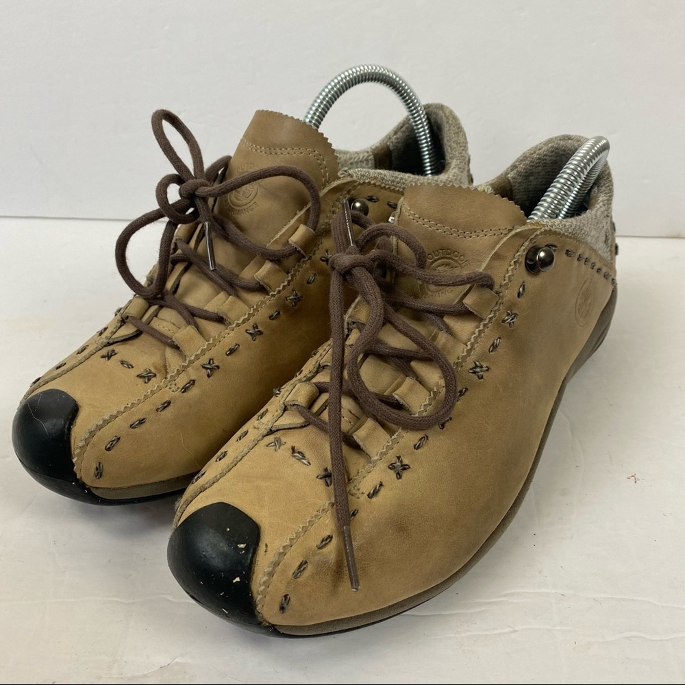 Timberland Smartwool Tan Leather Sneakers Laceup Hiking Shoes Vibram Sole 7.5